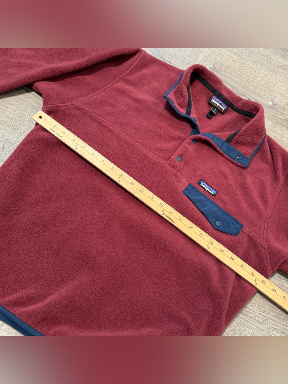 Vintage Patagonia fleece pullover red burgundy medium snap - Picture 7 of 7